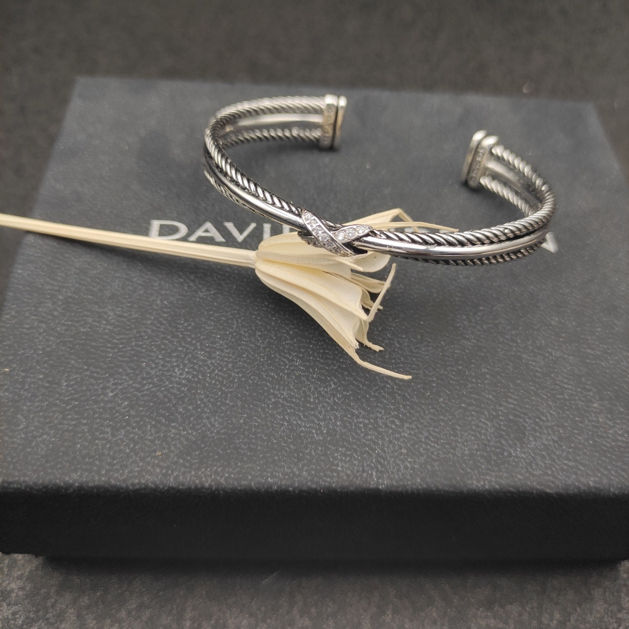 David Yurman 7mm Three-line crossband D1am0nd X Bracelet (wrist circumference 15-20cm)