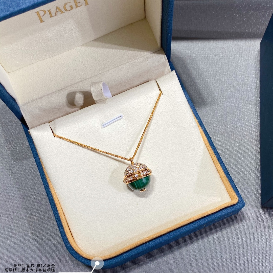 Piaget half-D1am0nd natural malachite large ball Necklace