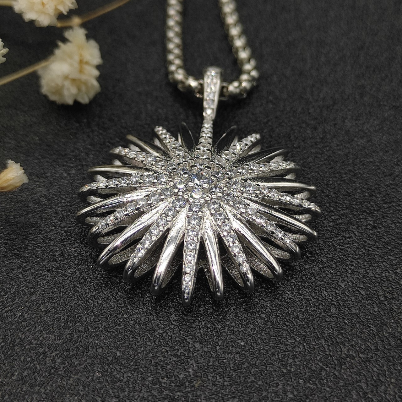 David Yurman sunflower full of D1am0nds Necklace(Chain length 50+5cm delay chain Chain thickness 3mm)