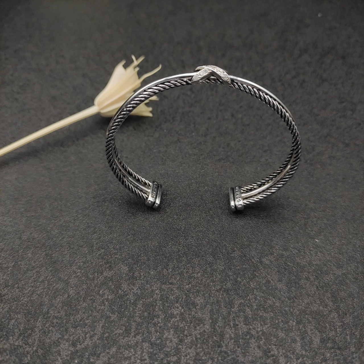 David Yurman 7mm Three-line crossband D1am0nd X Bracelet (wrist circumference 15-20cm)