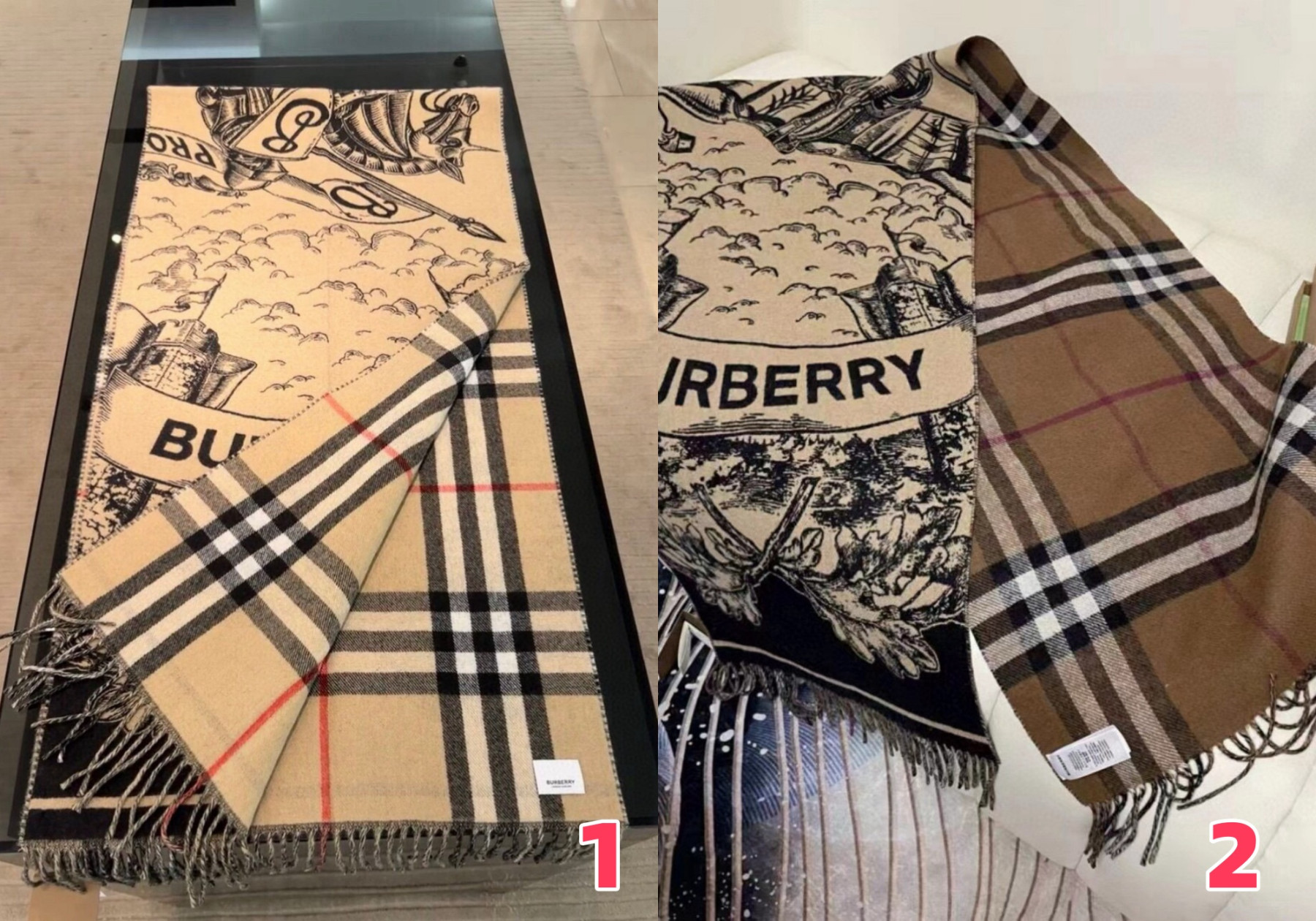 Bv*b*rry Wide Reversible EKD Cashmere scarf 50x210cm