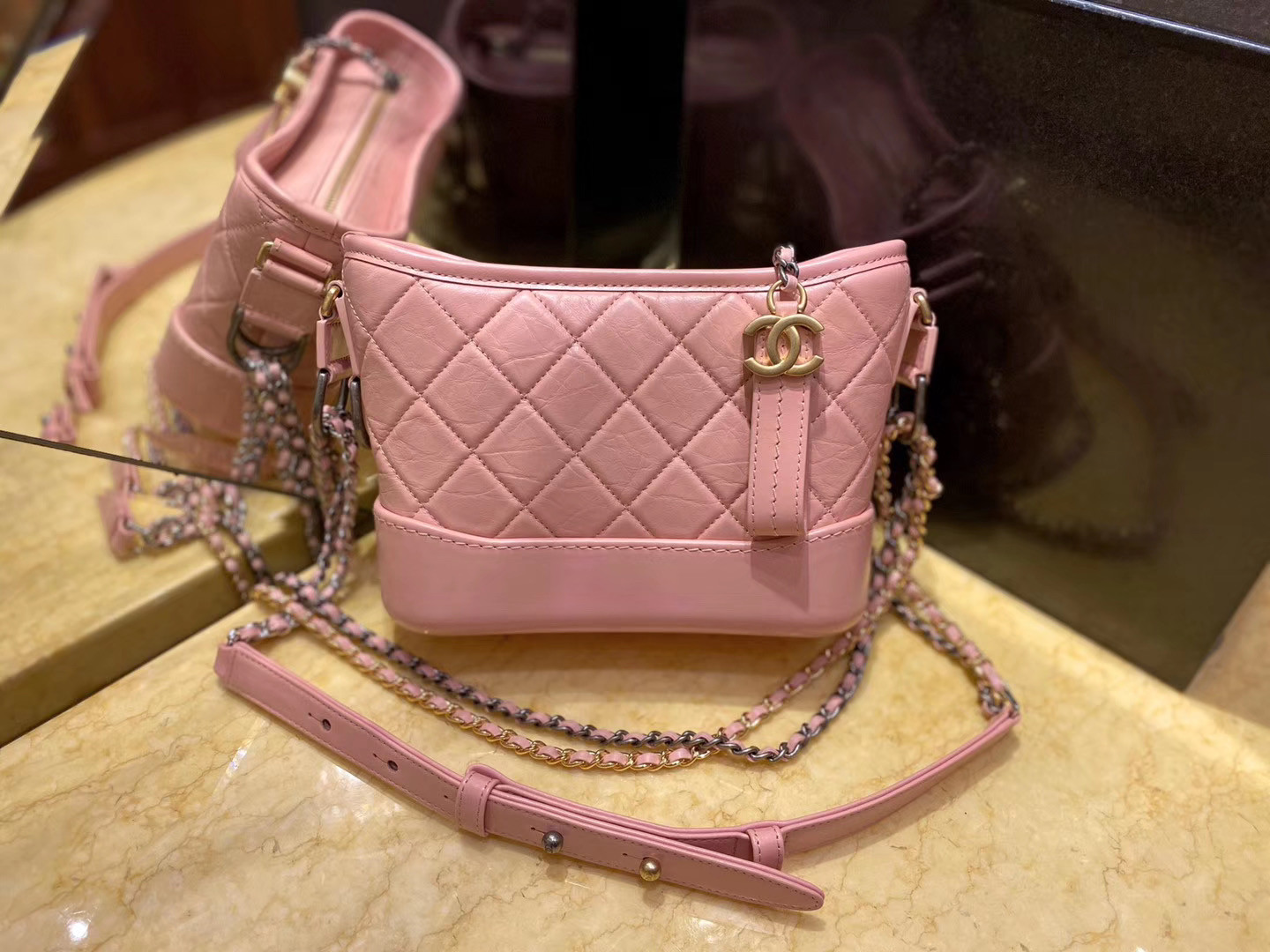 Small Ch**el Gabrielle bag 20cm in pink