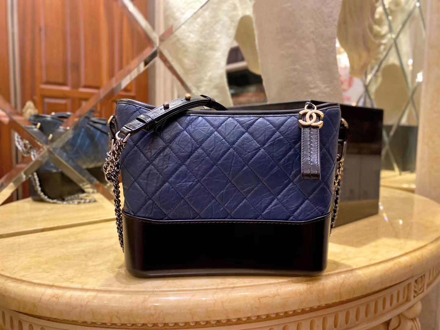 Ch**el Gabrielle bag 28cm blue and black