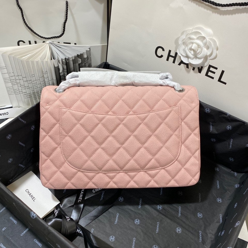 Ch**el Classic Flap Jumbo 30cm CF Pink Silver 7.6 × 11.7 × 3.9 in