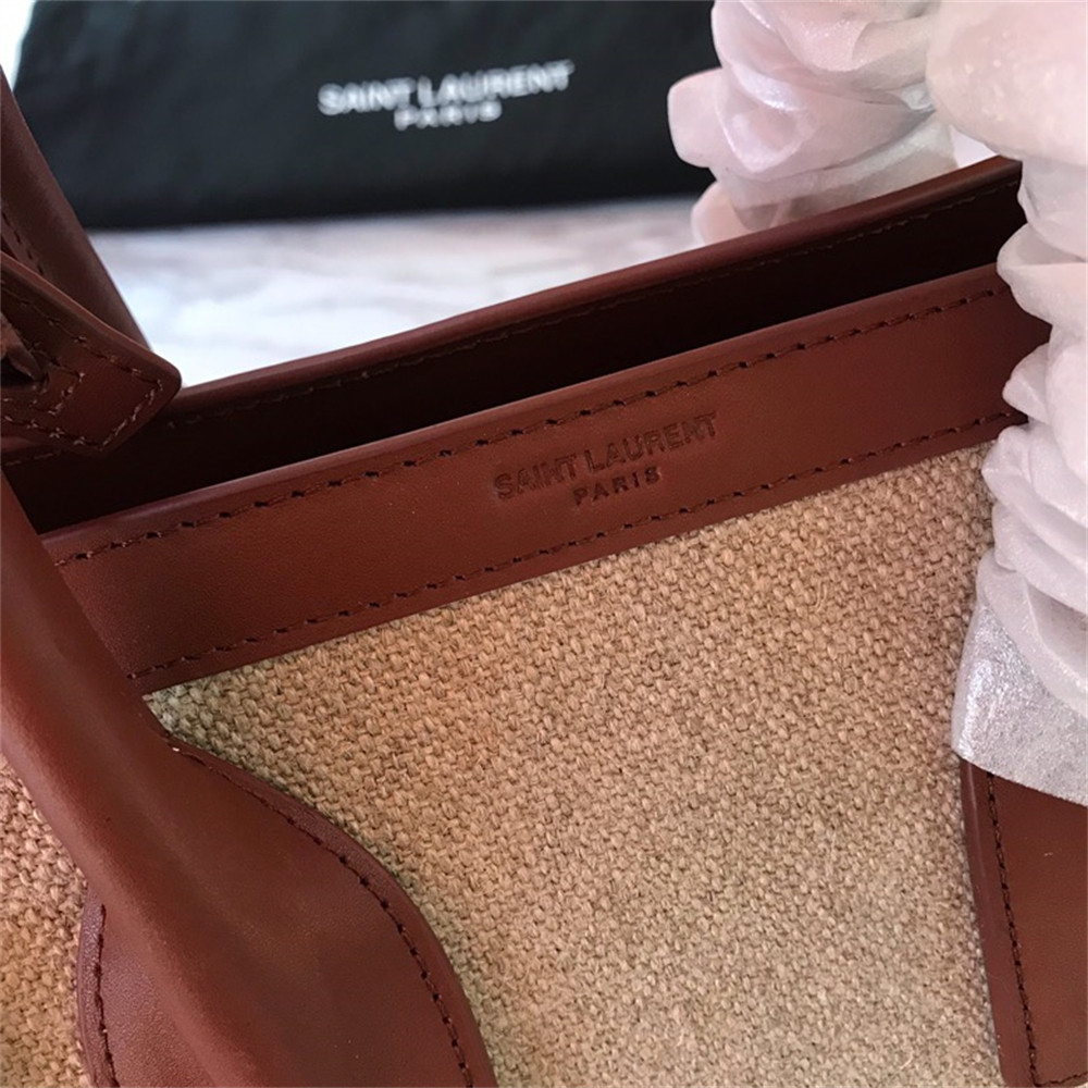 Y51 SAC DE JOUR SMALL IN CANVAS AND LEATHER BEIGE SEA SALT AND BRICK