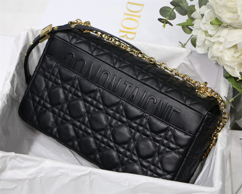 LARGE D10r CARO BAG Black S*pple Cannage Calfskin 29 x 18 x 10 cm