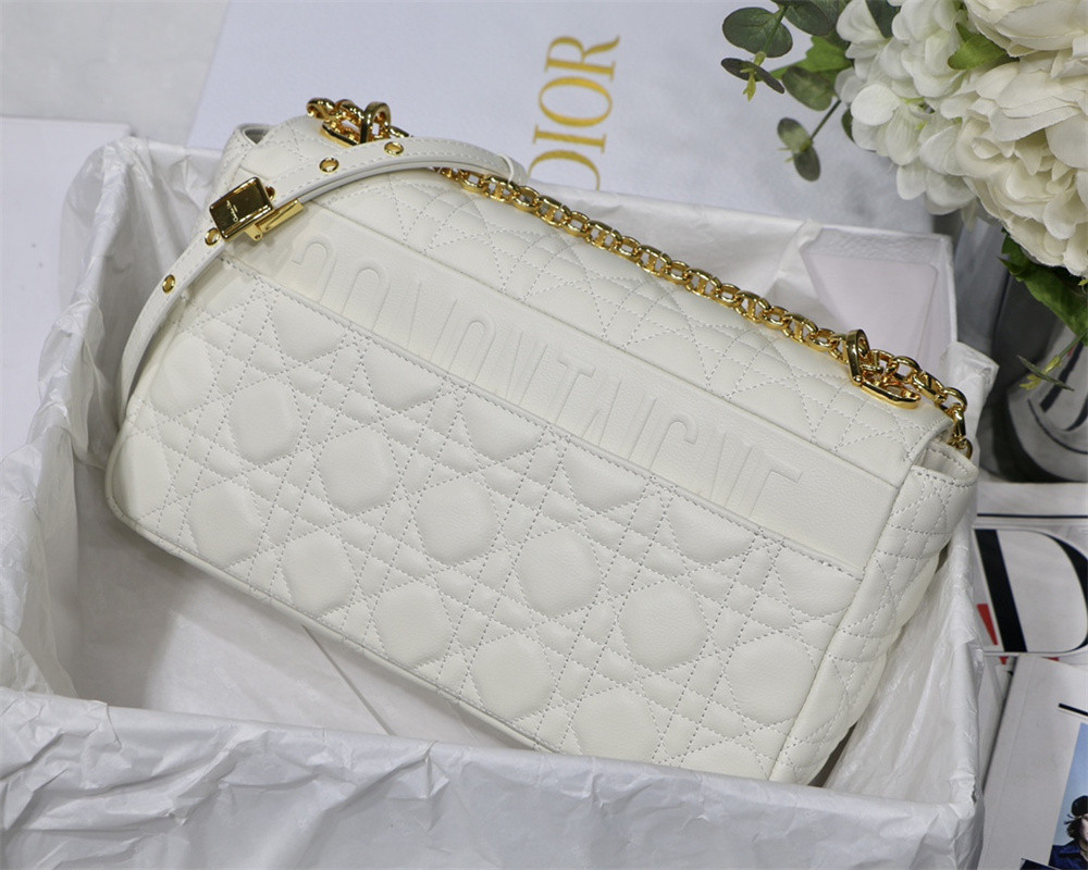 MEDIUM D10r CARO BAG Ivory S*pple Cannage Calfskin 25.5 x 15.5 x 8 cm