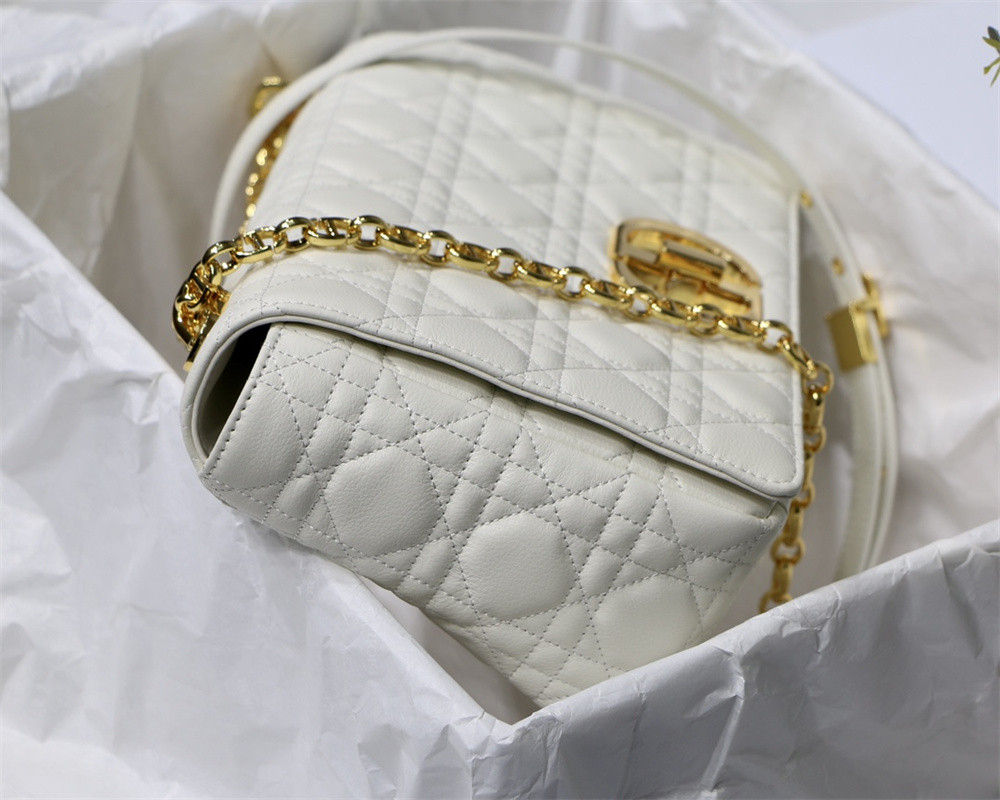 SMALL D10r CARO BAG Ivory S*pple Cannage Calfskin 20 x 12 x 7 cm