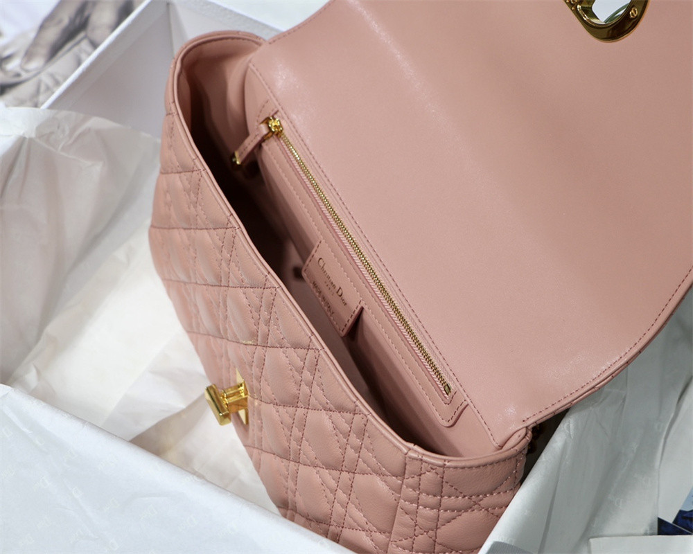 LARGE D10r CARO BAG Pink S*pple Cannage Calfskin 29 x 18 x 10 cm