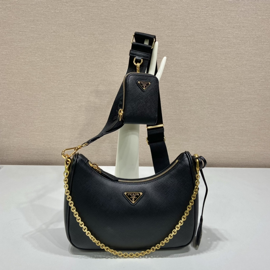 Pra*a Re-Edition 2005 Saffiano leather bag Black