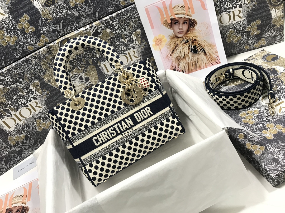 MEDIUM D10r LADY D-LITE BAG polka dots  24 x 20 x 11 cm