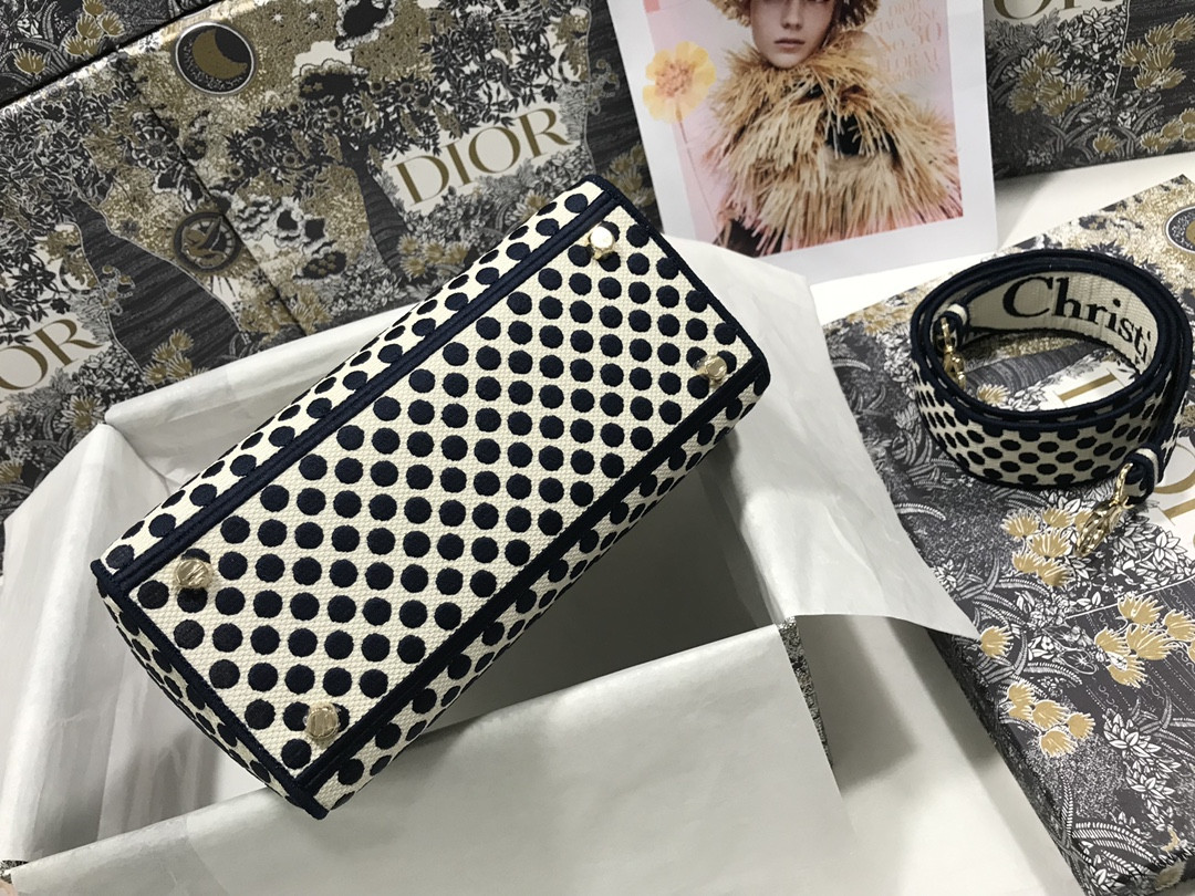 MEDIUM D10r LADY D-LITE BAG polka dots  24 x 20 x 11 cm