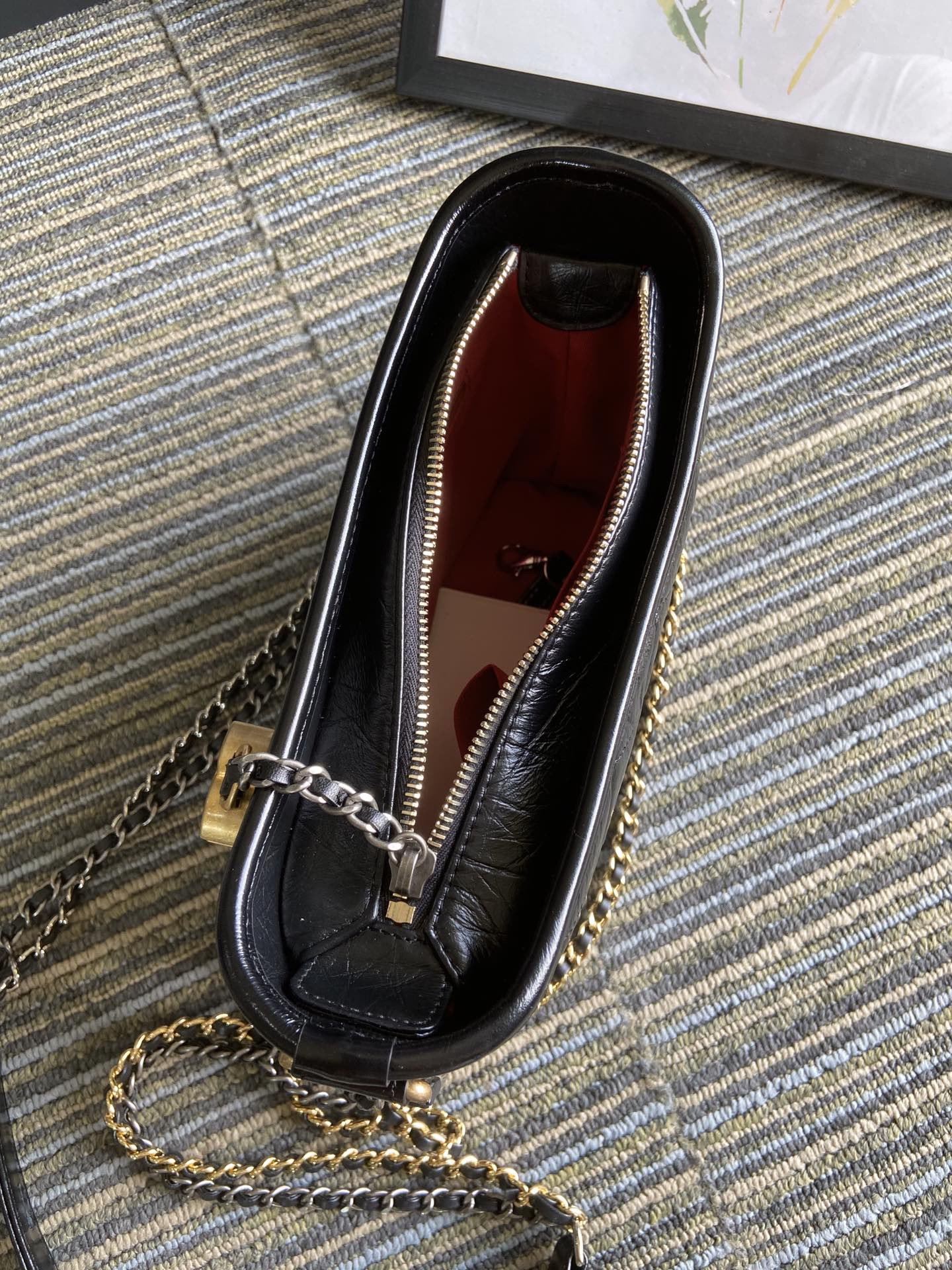 Ch**el Gabrielle SMALL BLACK with shoulder strap letters 20 x 15 x 8cm