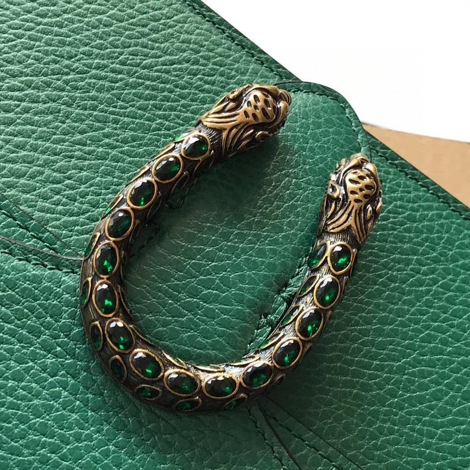 Gvc*1 DIONYSUS LEATHER MINI BAG GREEN 7.5"Wx6"Hx2"D