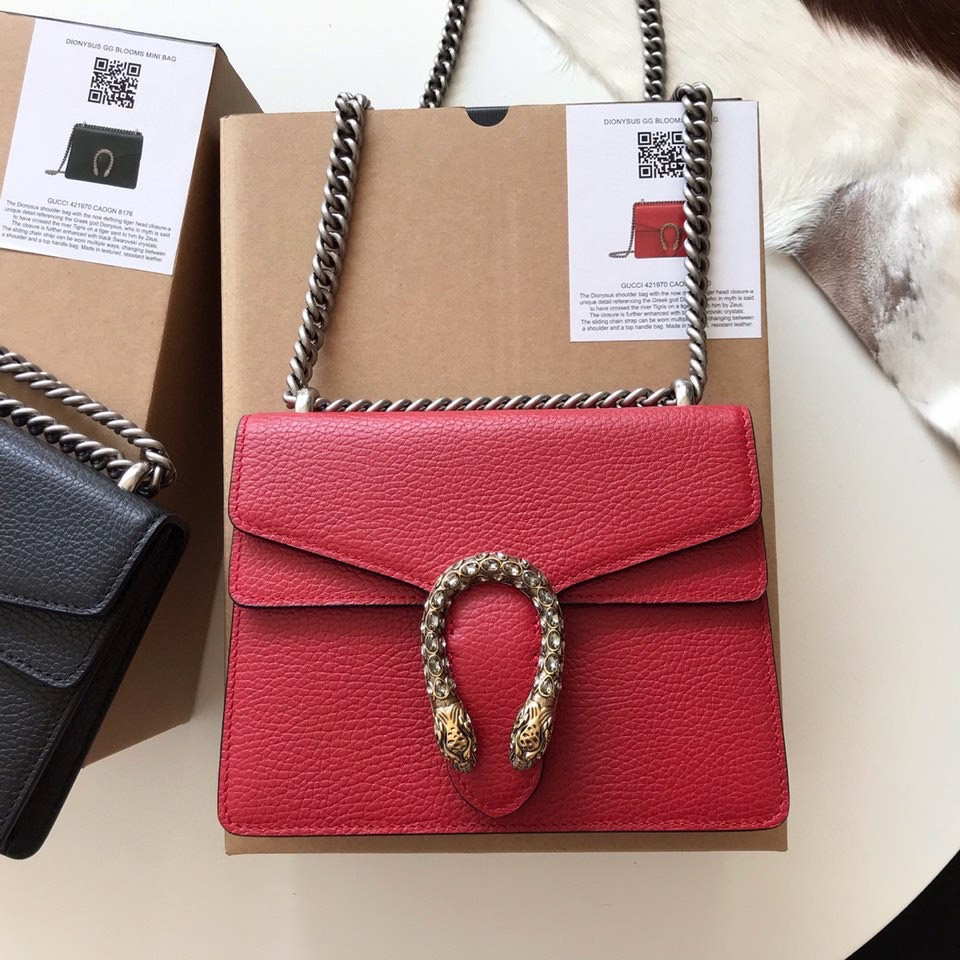 Gvc*1 DIONYSUS LEATHER MINI BAG RED 7.5"Wx6"Hx2"D