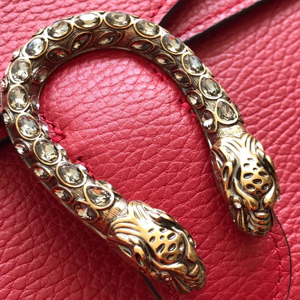 Gvc*1 DIONYSUS LEATHER MINI BAG RED 7.5"Wx6"Hx2"D