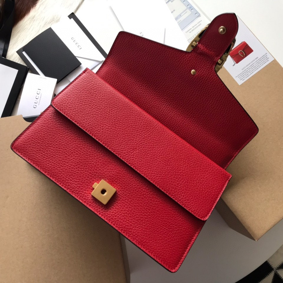 Gvc*1 DIONYSUS LEATHER SMALL RECTANGULAR BAG RED 28x17x9cm