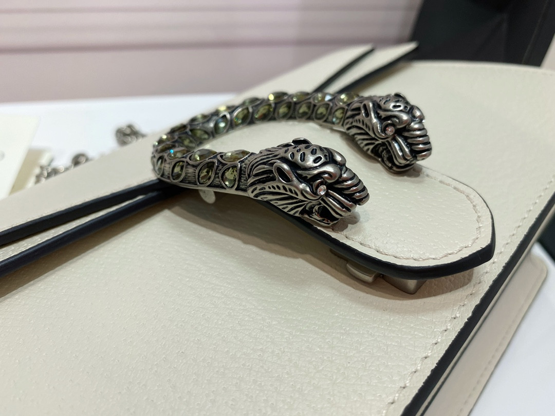 Gvc*1 DIONYSUS SMALL LEATHER SHOULDER BAG WHITE 11"Wx7"Hx3.5"D