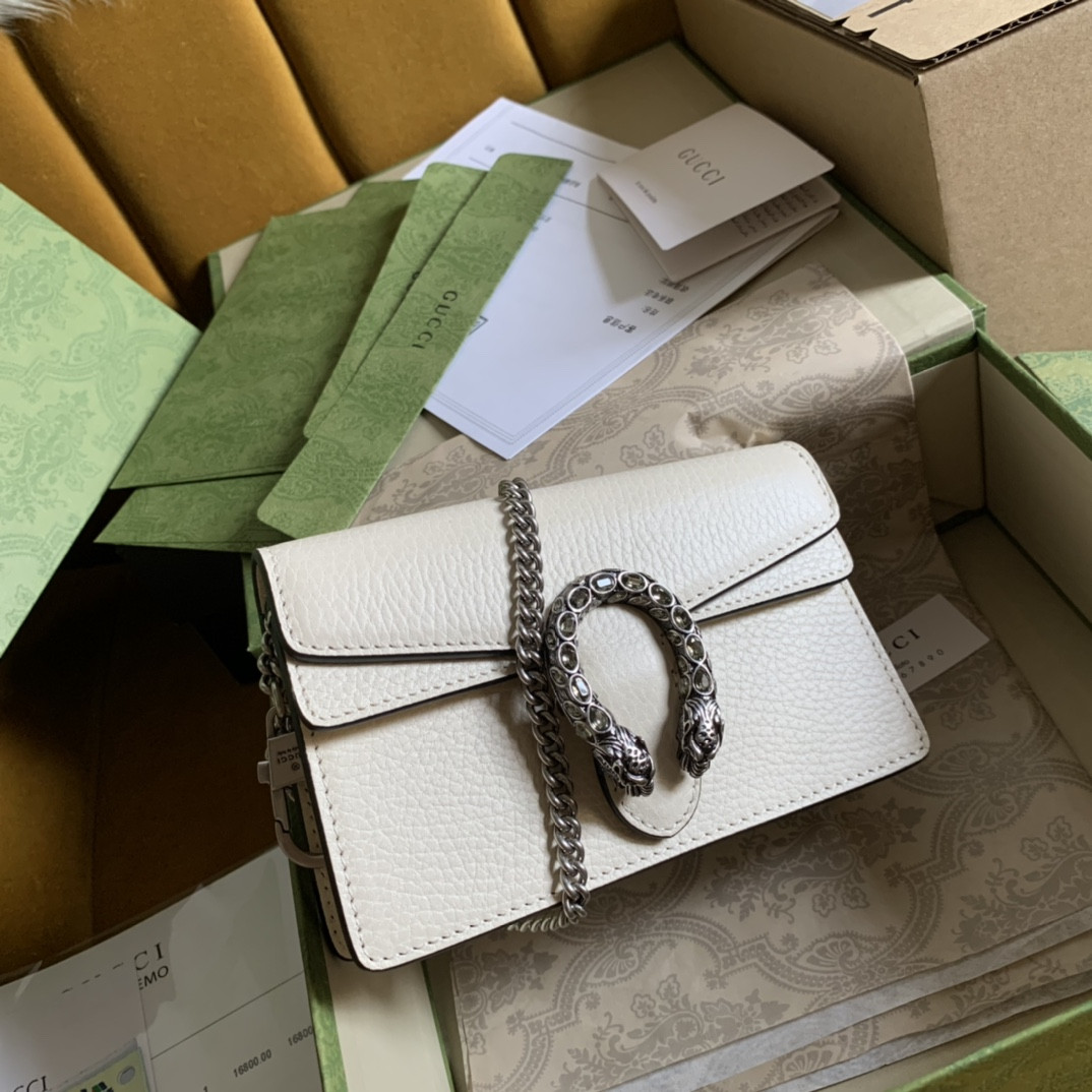 Gvc*1 DIONYSUS LEATHER S*pER MINI BAG WHITE 6.5"Wx3.9"Hx1.6"D