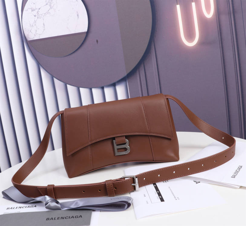 Ba1en*iaga WOMEN'S HOURGLASS WALLET SHOULDER BAG IN COFFEE L9 x H5.9 x W3.9 inch