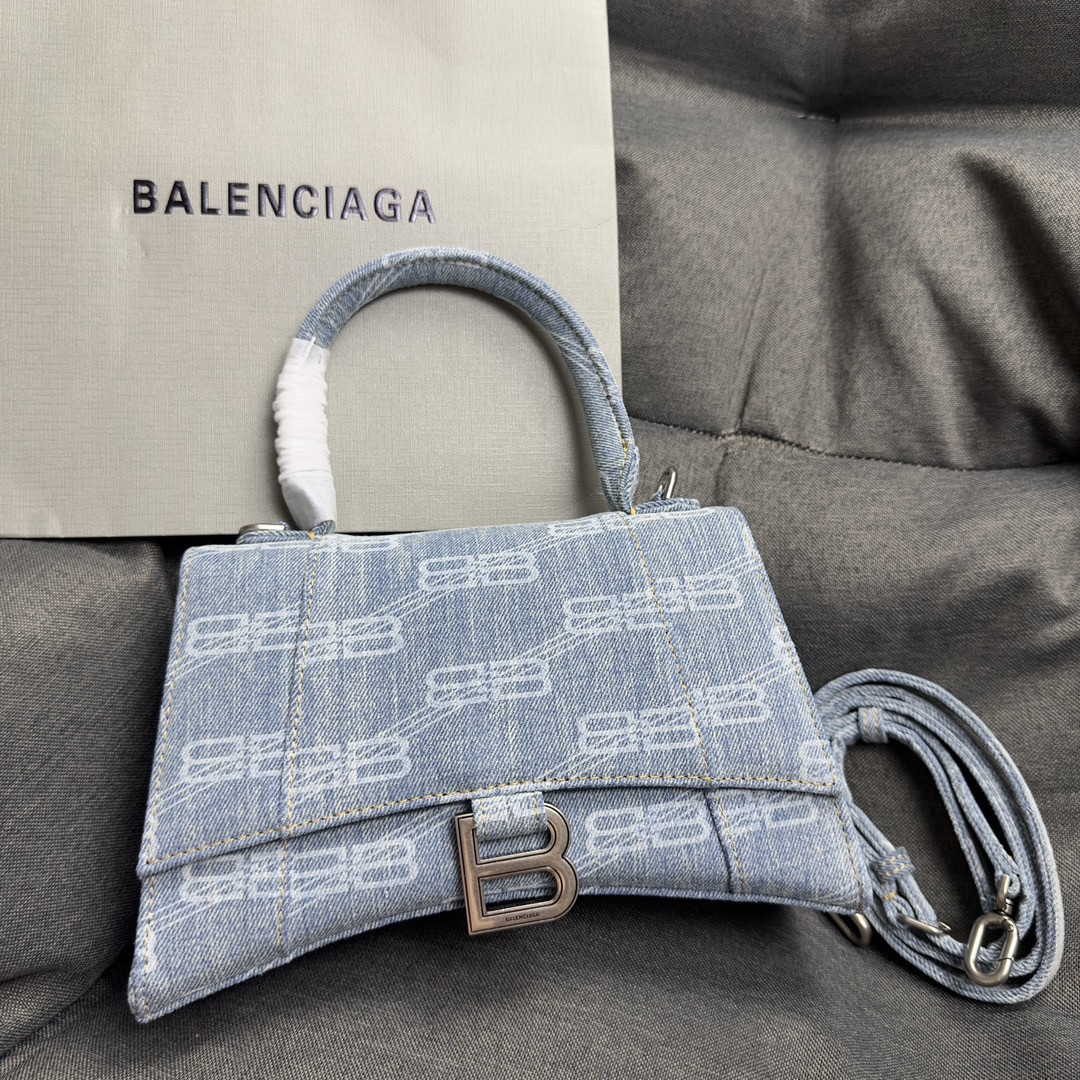 Ba1en*iaga WOMEN'S HOURGLASS SMALL HANDBAG BLUE L9 x H5,5 x W3,9 inch
