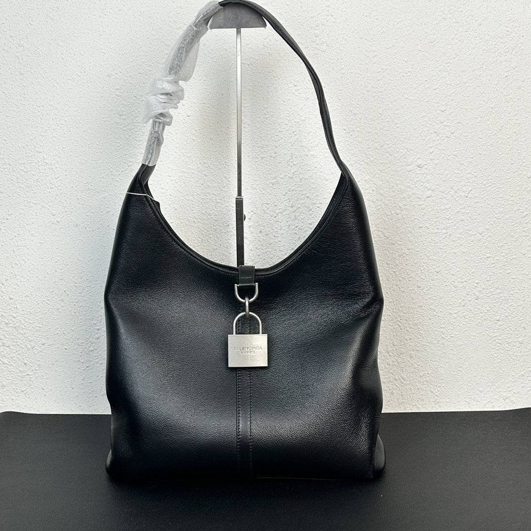 Balenciaga WOMEN''S LOCKER MEDIUM NORTH-SOUTH HOBO BAG IN BLACK L13,8 x H24,4 x W3,9 inch