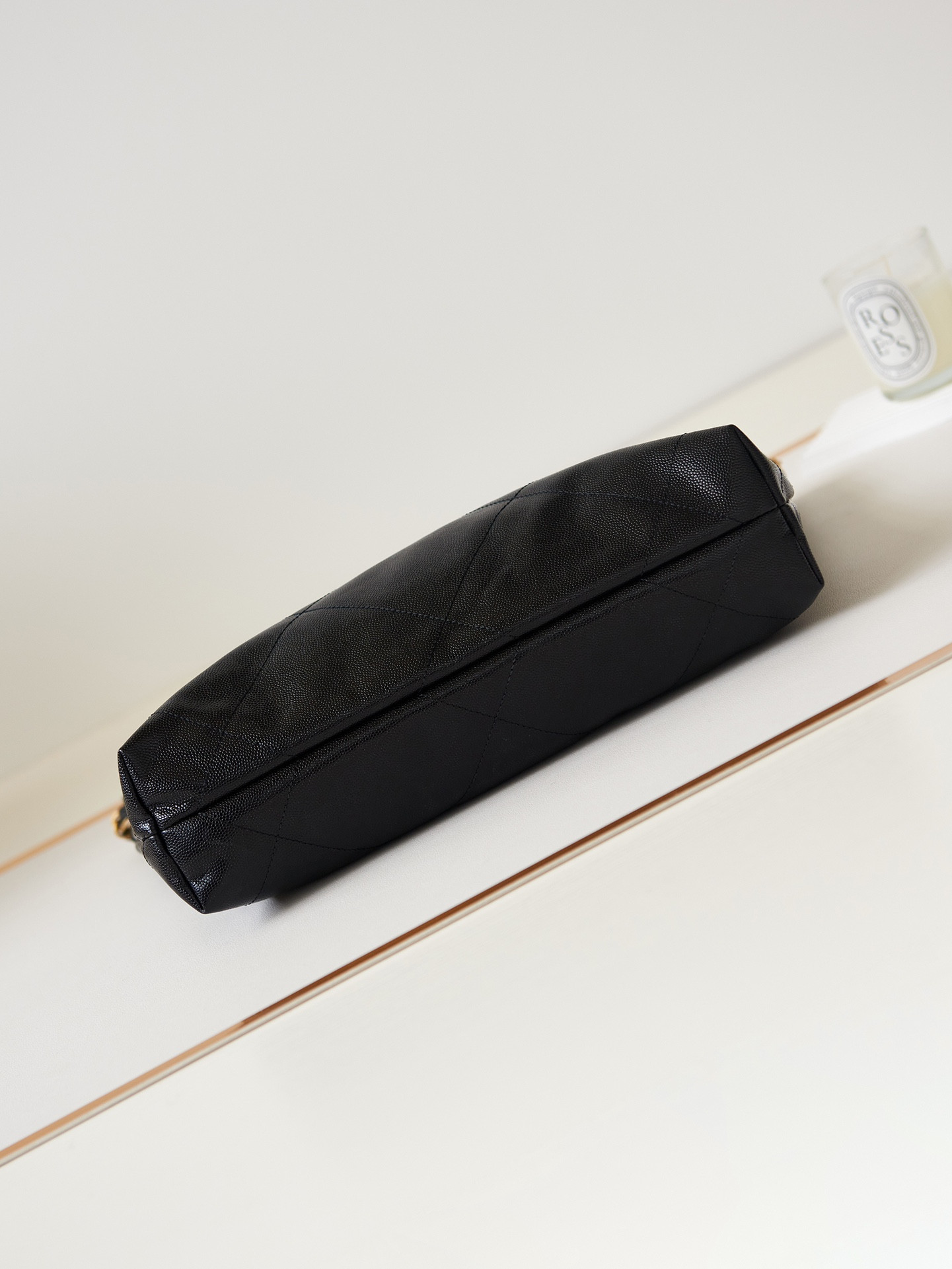 Ch**el 22 SMALL HANDBAG Shiny Calfskin & GOLD Metal BLACK 13.7×14.4×2.7 in