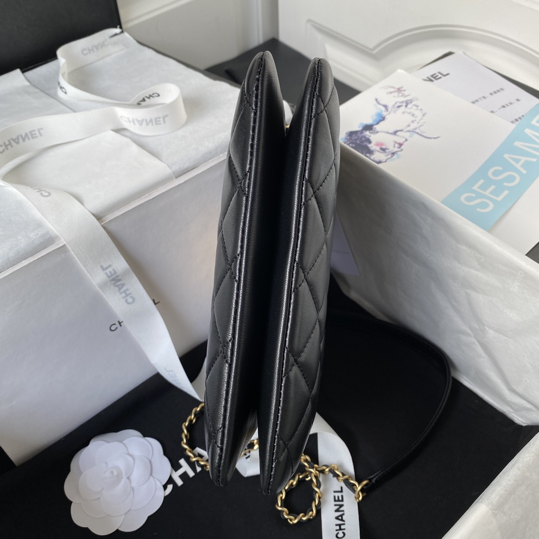 Ch**el BAGUETTE BAG BLACK 17.5×20×5cm