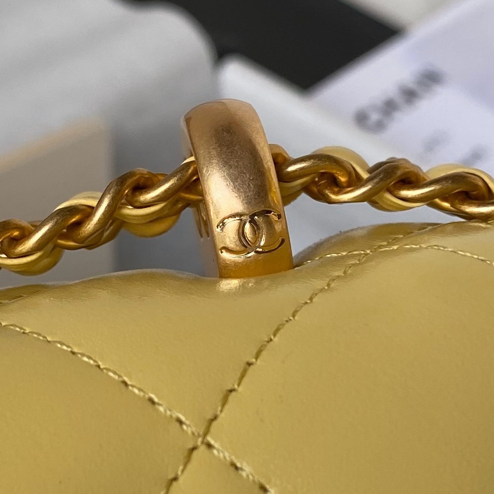 Ch**el MINI FLAP BAG yellow 12×19×8cm