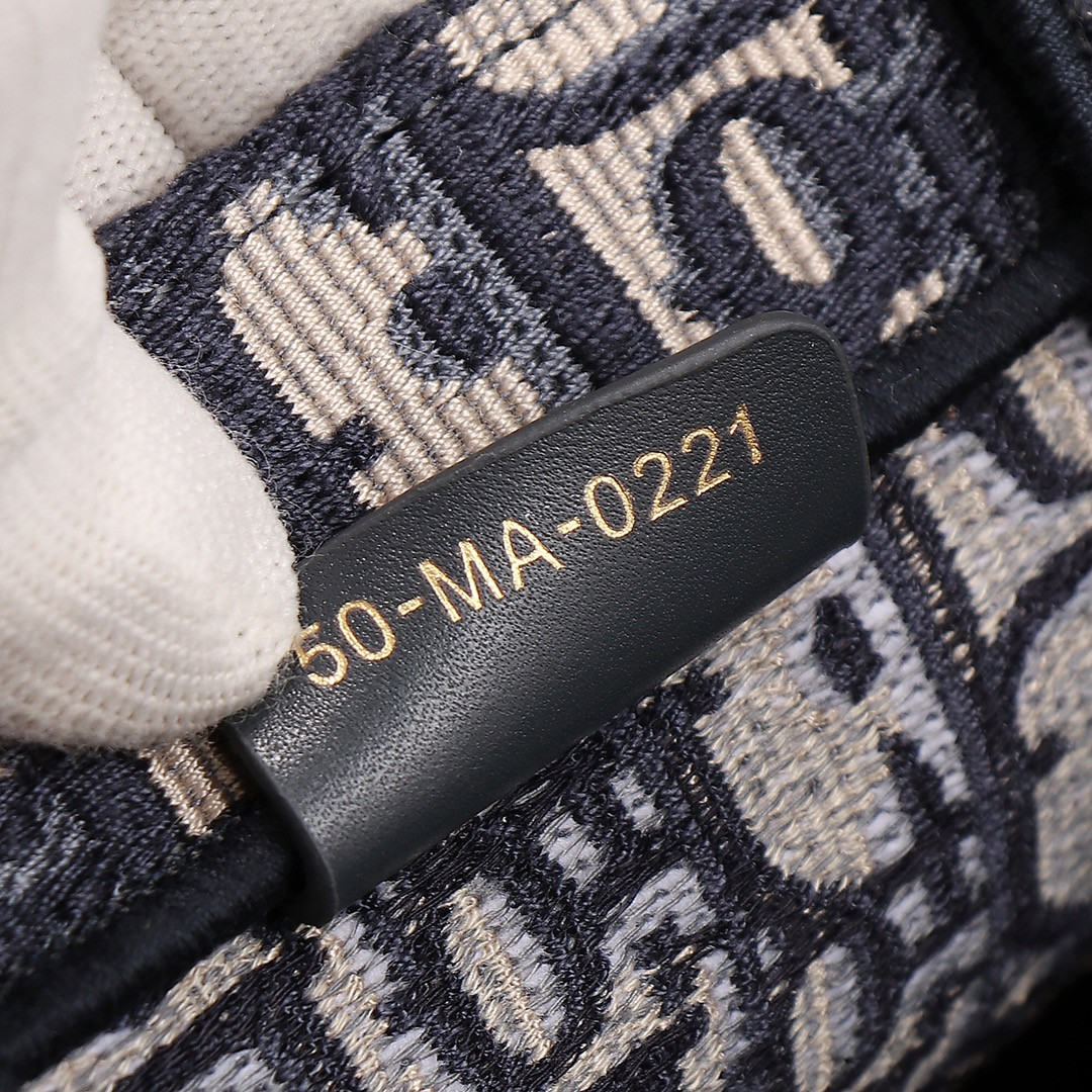 Small D10r Book Tote Ecru and Blue D10r Oblique Embroidery 10.5 x 8.5 x 5.5 inches