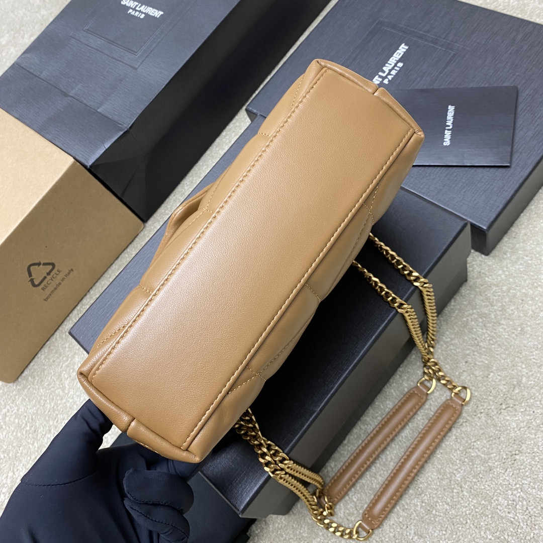 Y51 PUFFER IN LEATHER BROWN 23 X 15.5 X 5.8 CM