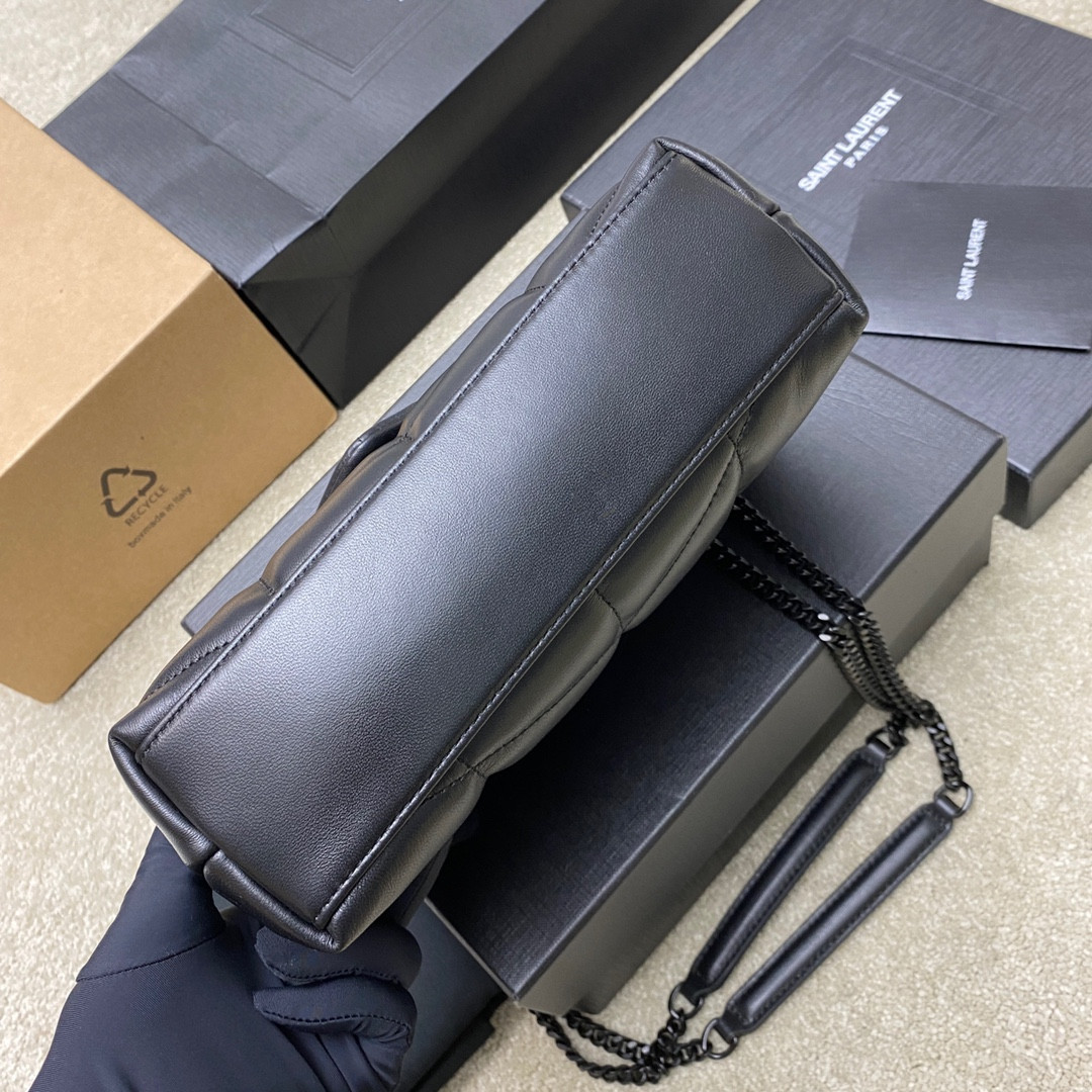 Y51 PUFFER IN LEATHER BLACK SILVER 23 X 15.5 X 5.8 CM