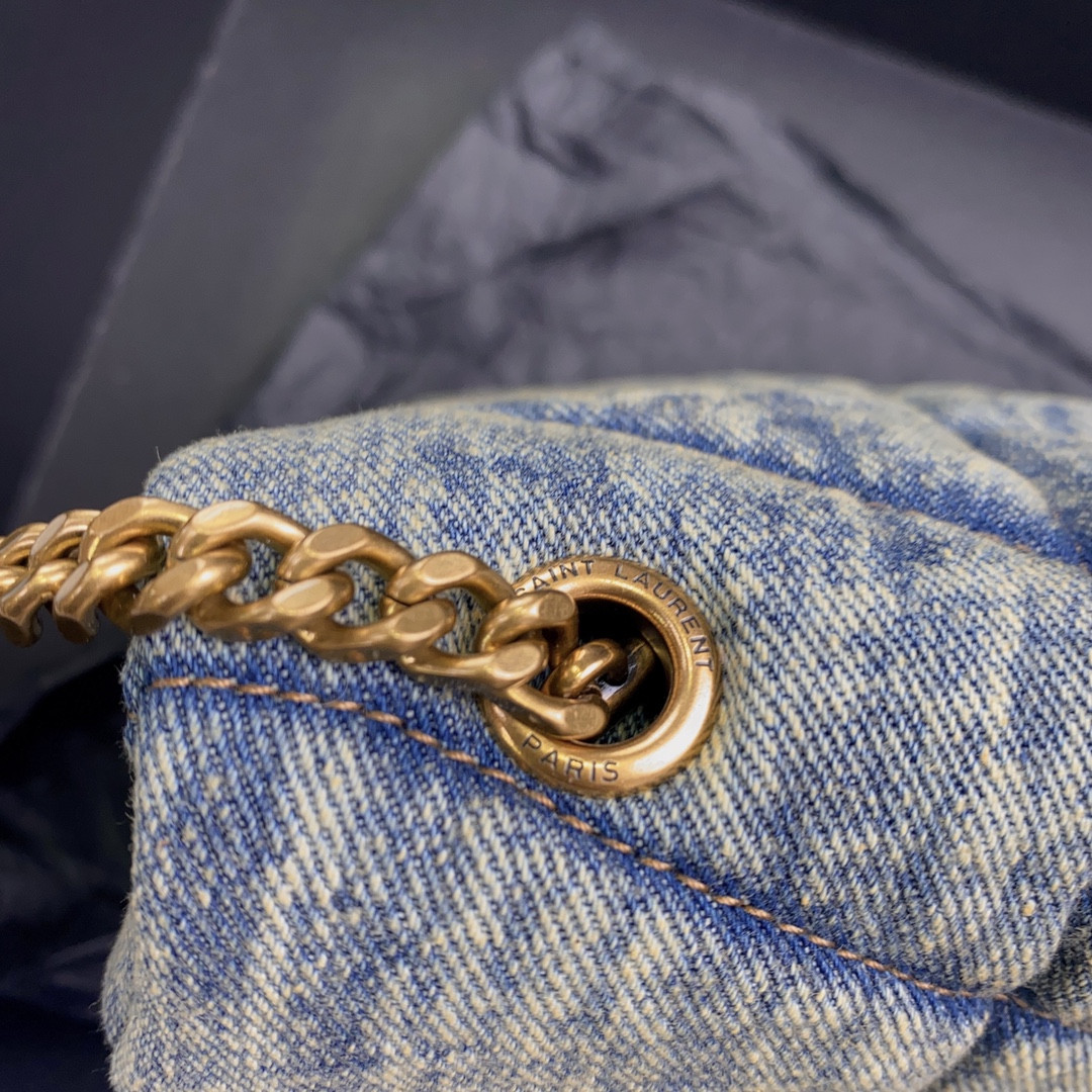 Y51 PUFFER IN SUEDE AND DENIM LIGHT BLUE 23 X 15.5 X 5.8 CM