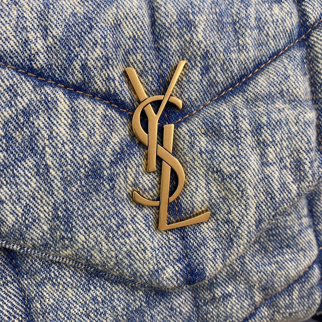 Y51 PUFFER IN SUEDE AND DENIM LIGHT BLUE 23 X 15.5 X 5.8 CM