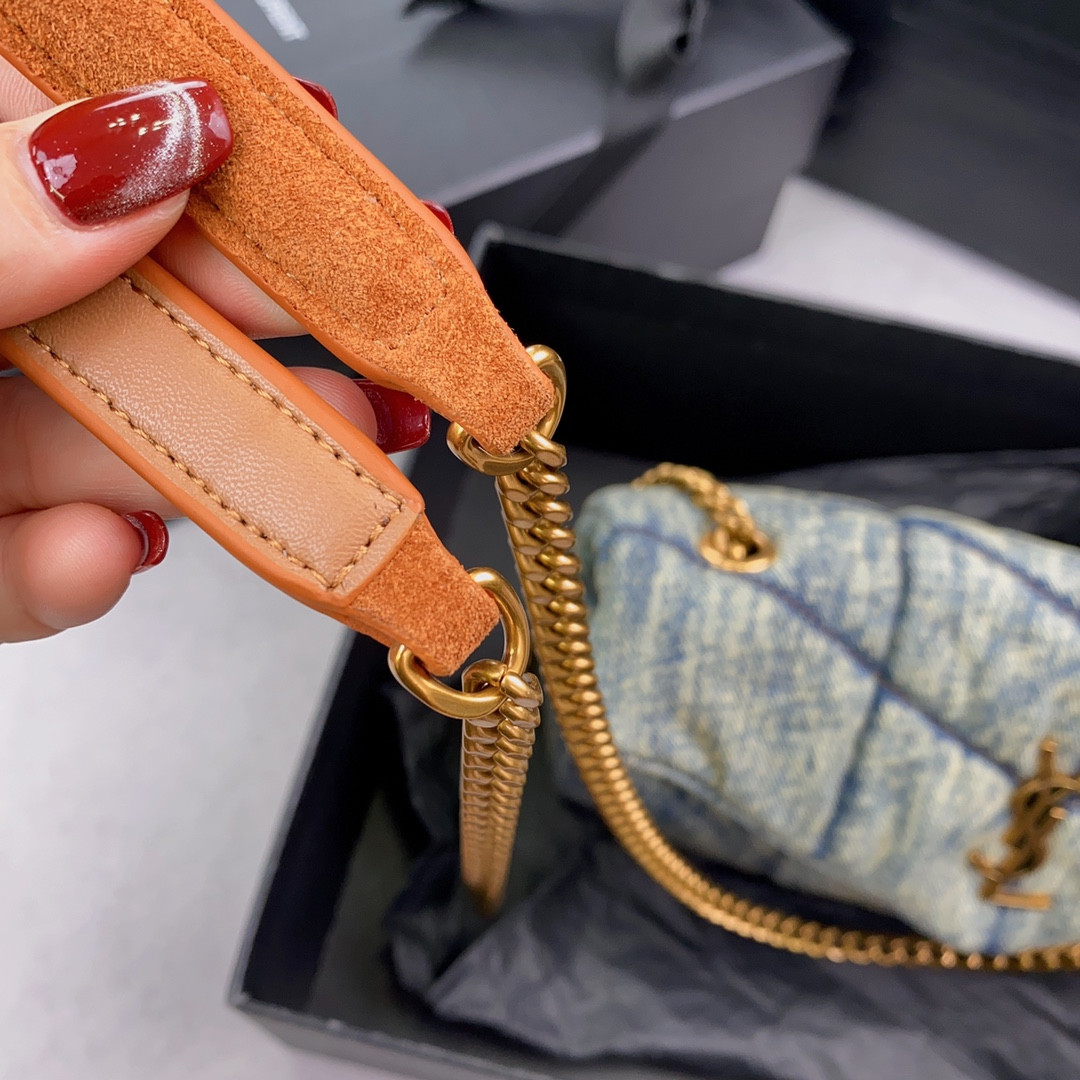 Y51 PUFFER IN SUEDE AND DENIM LIGHT BLUE 23 X 15.5 X 5.8 CM