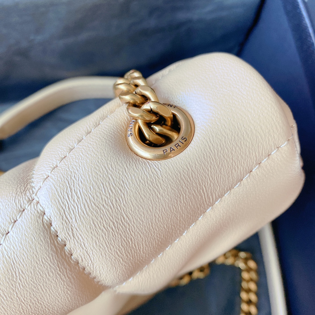 Y51 PUFFER IN LEATHER BEIGE 23 X 15.5 X 5.8 CM