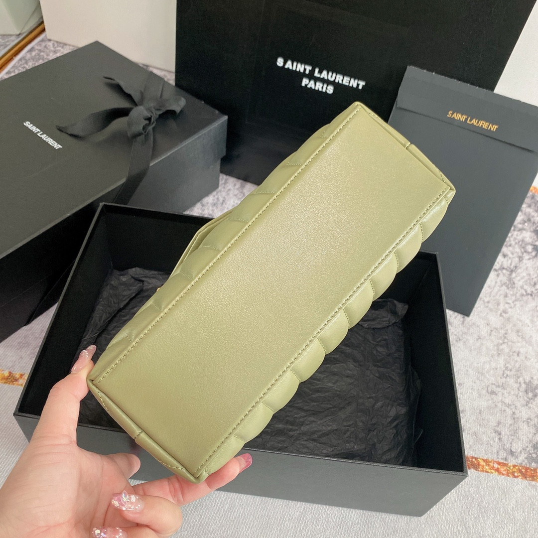 Y51 LOULOU SMALL IN QUILTED LEATHER GREEN 9 X 6.1 X 3.3 INCHES