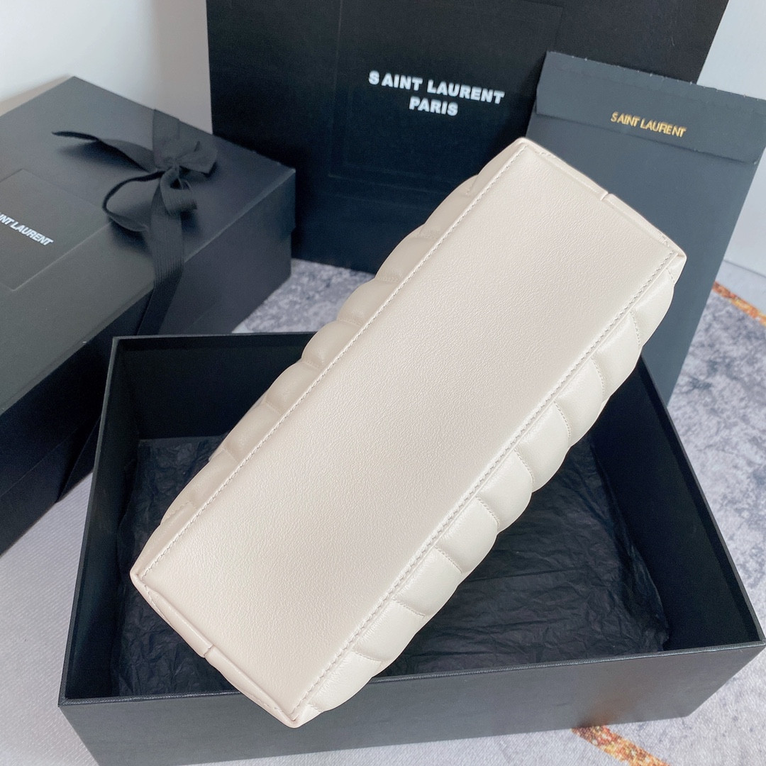 Y51 LOULOU SMALL IN QUILTED LEATHER WHITE 9 X 6.1 X 3.3 INCHES