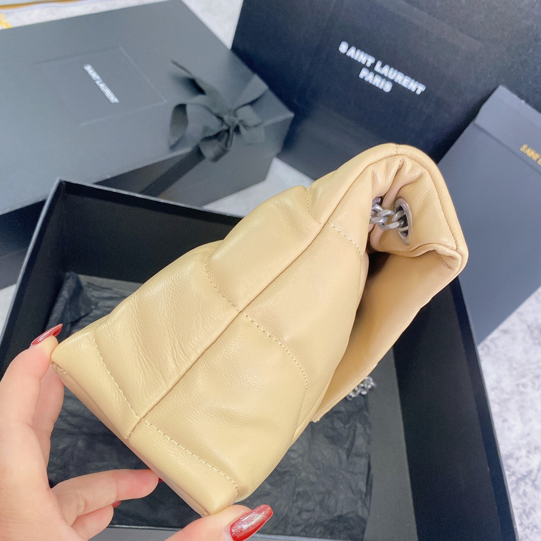 Y51 PUFFER SMALL IN NAPPA LEATHER BEIGE SILVER 11.4 X 6.6 X 4.3 INCHES