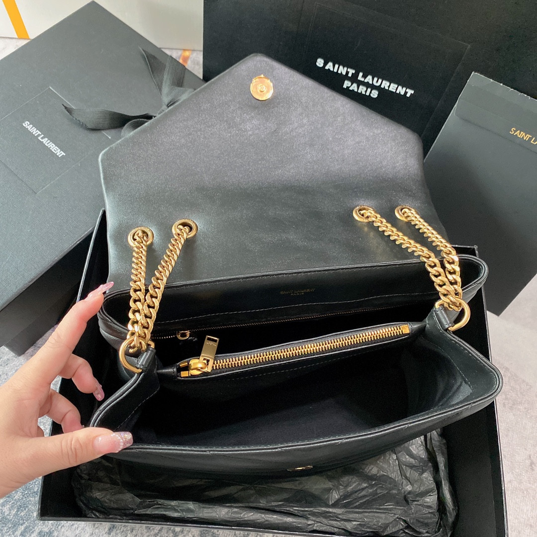 Y51 LOULOU MEDIUM IN QUILTED LEATHER BLACK 12.5 X 8.6 X 3.5 INCHES