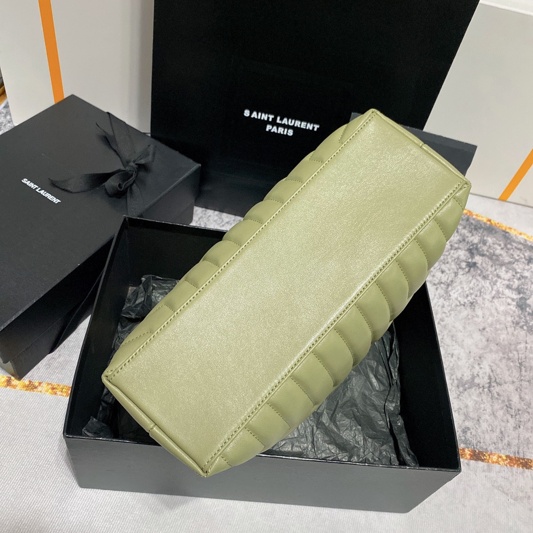 Y51 LOULOU MEDIUM IN QUILTED LEATHER GREEN 12.5 X 8.6 X 3.5 INCHES