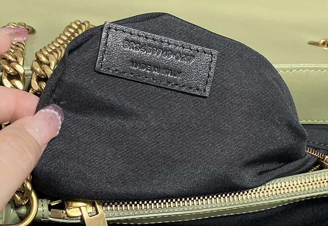 Y51 LOULOU MEDIUM IN QUILTED LEATHER GREEN 12.5 X 8.6 X 3.5 INCHES