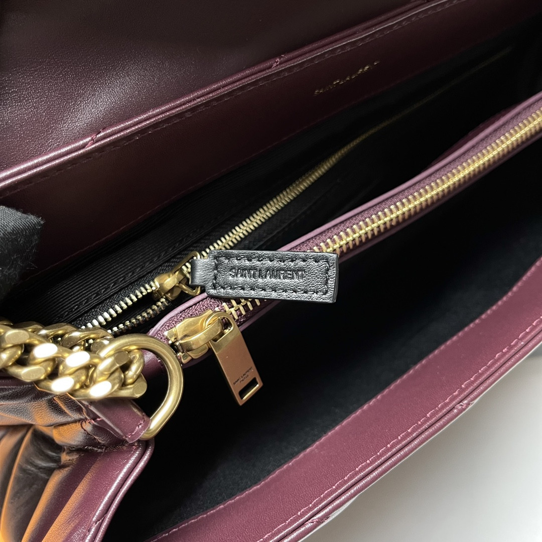 Y51 LOULOU MEDIUM IN QUILTED LEATHER DARK RED 12.5 X 8.6 X 3.5 INCHES