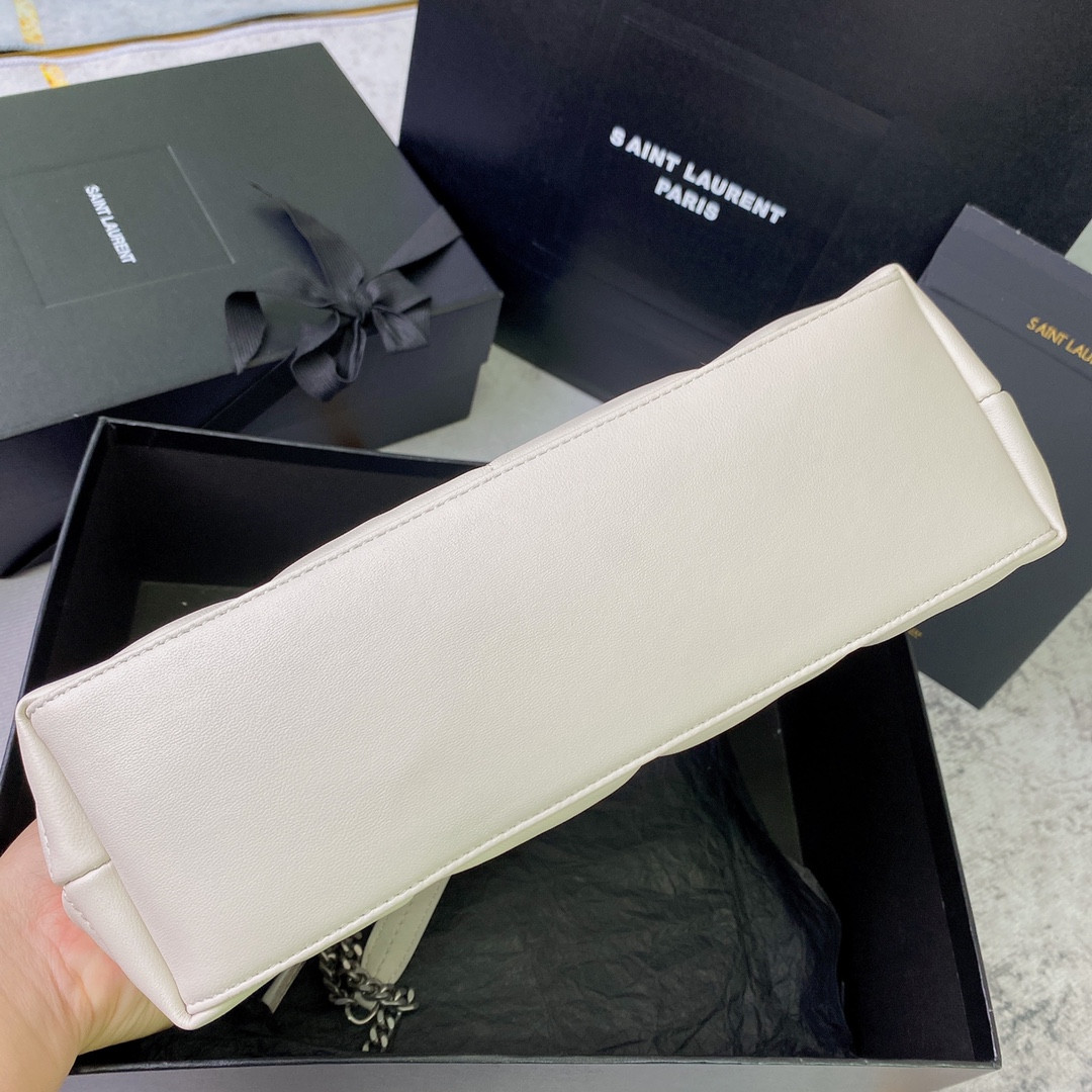 Y51 PUFFER SMALL IN NAPPA LEATHER WHITE SILVER 11.4 X 6.6 X 4.3 INCHES