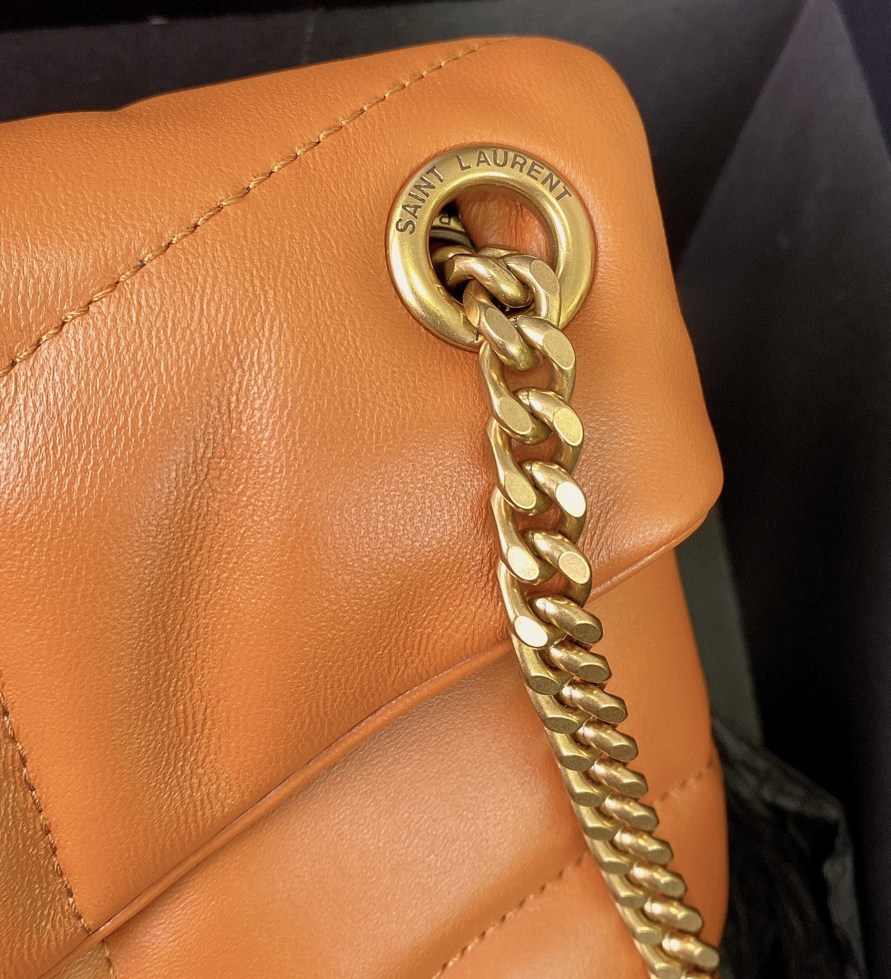 Y51 PUFFER SMALL IN NAPPA LEATHER ORANGE 11.4 X 6.6 X 4.3 INCHES