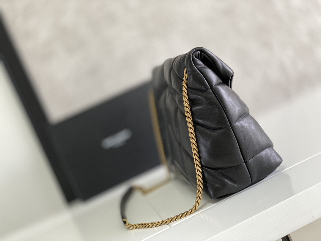 Y51 PUFFER MEDIUM IN NAPPA LEATHER BLACK 13.7 X 9 X 5.3 INCHES