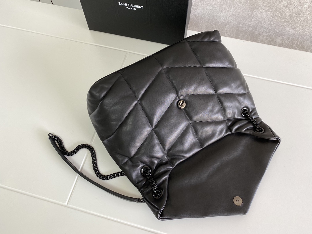 Y51 PUFFER MEDIUM IN NAPPA LEATHER ALL BLACK 13.7 X 9 X 5.3 INCHES