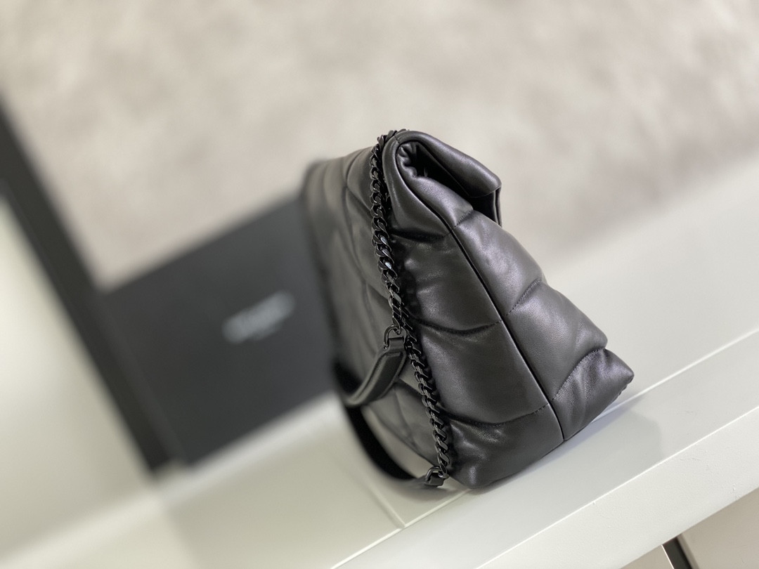 Y51 PUFFER MEDIUM IN NAPPA LEATHER ALL BLACK 13.7 X 9 X 5.3 INCHES