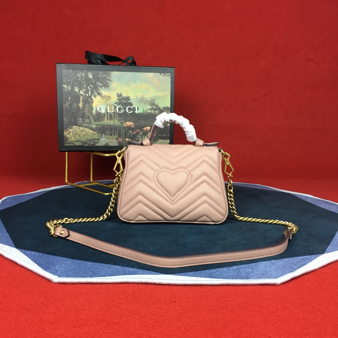 Gvc*1 GG MARMONT MATELASSÉ MINI BAG PINK 8.5"W x 5"H x 2.5"D