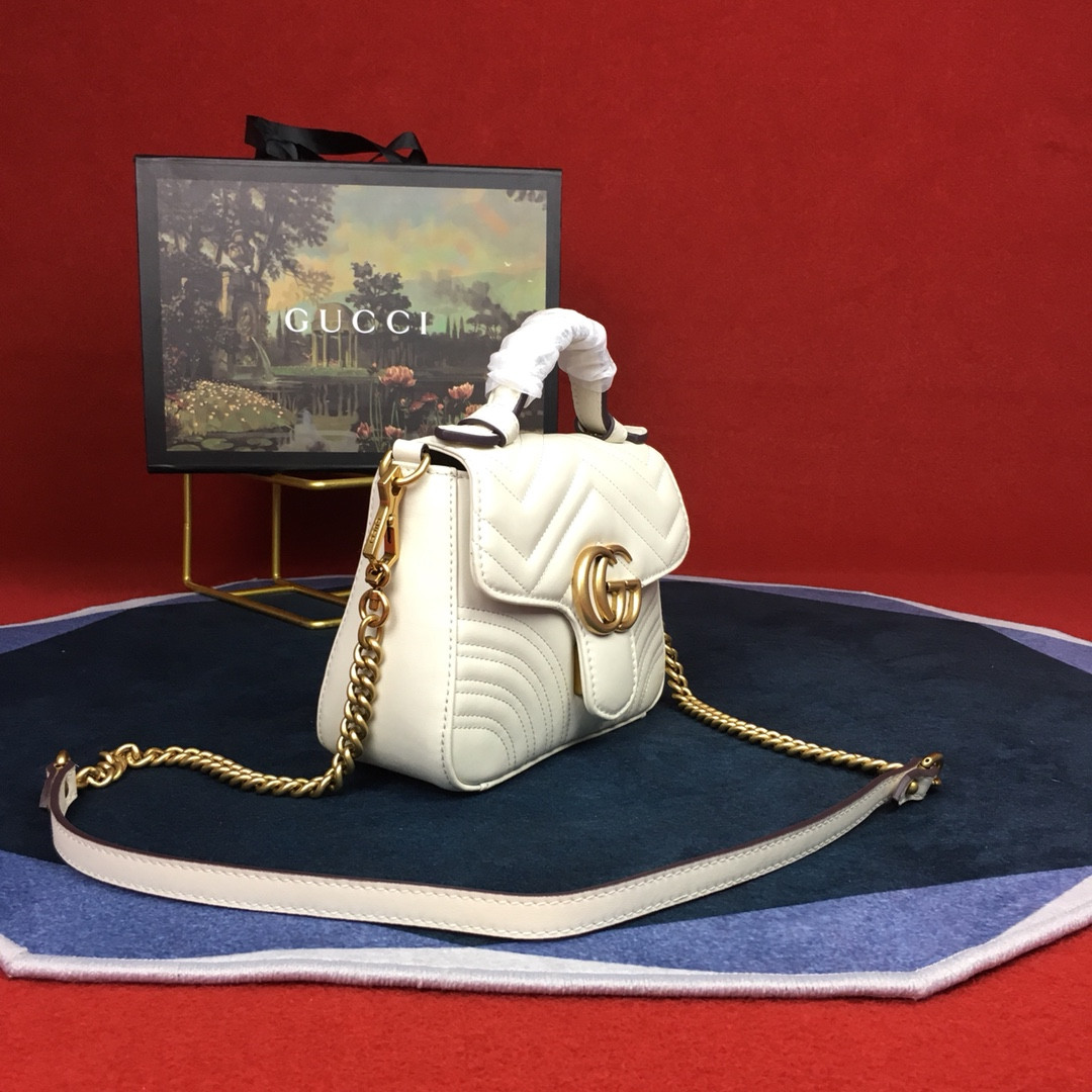 Gvc*1 GG MARMONT MATELASSÉ MINI BAG WHITE  8.5"W x 5"H x 2.5"D